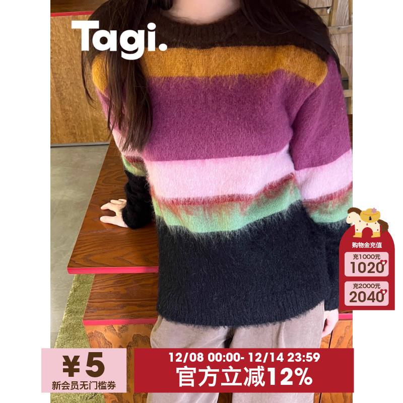 Tagi.温暖条纹马海羊驼毛长袖