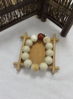 西藏天然玉石象牙玉手串象牙玉每一颗珠子上面的花纹都是天然的色