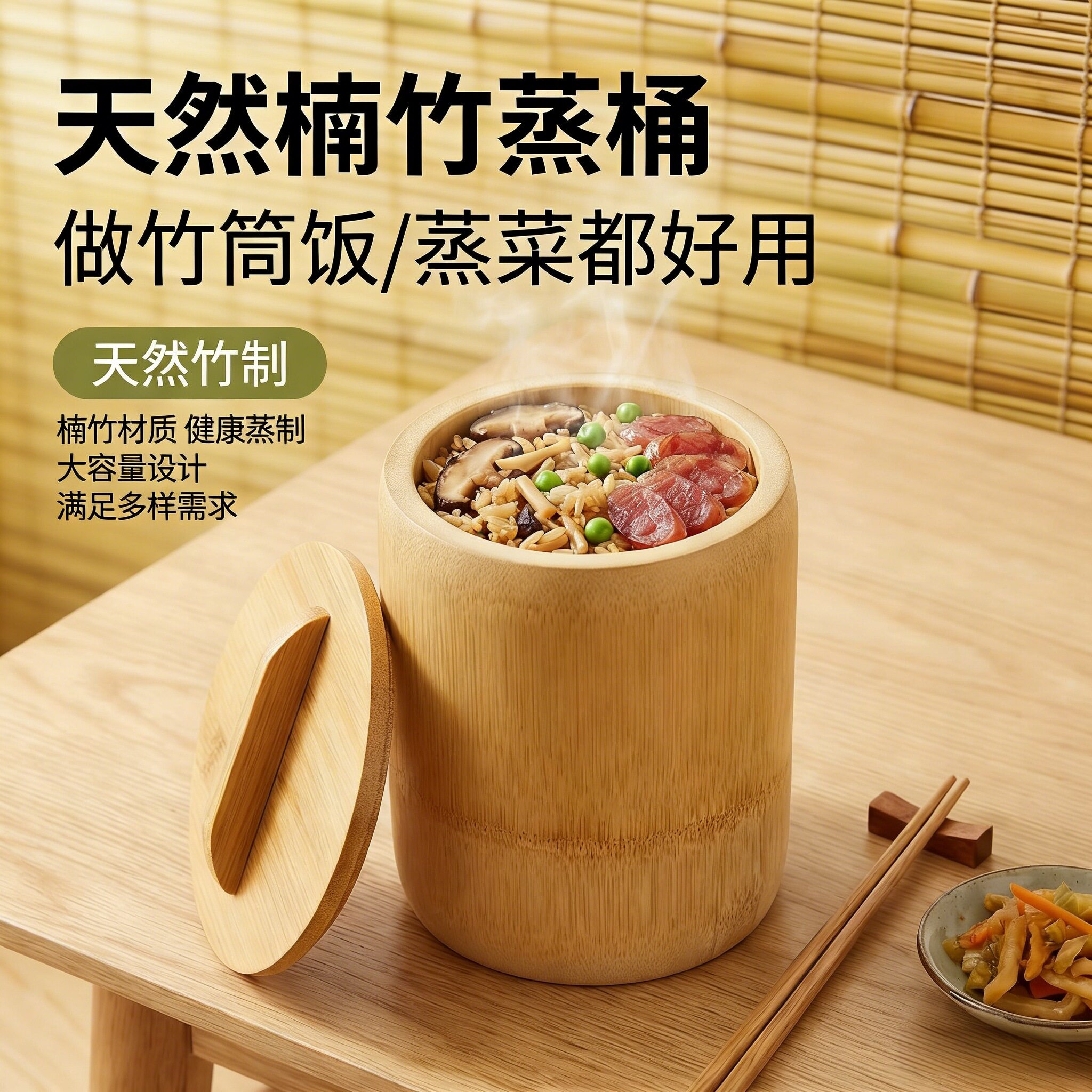 恩施高山老楠竹蒸饭桶竹筒饭甑子图片