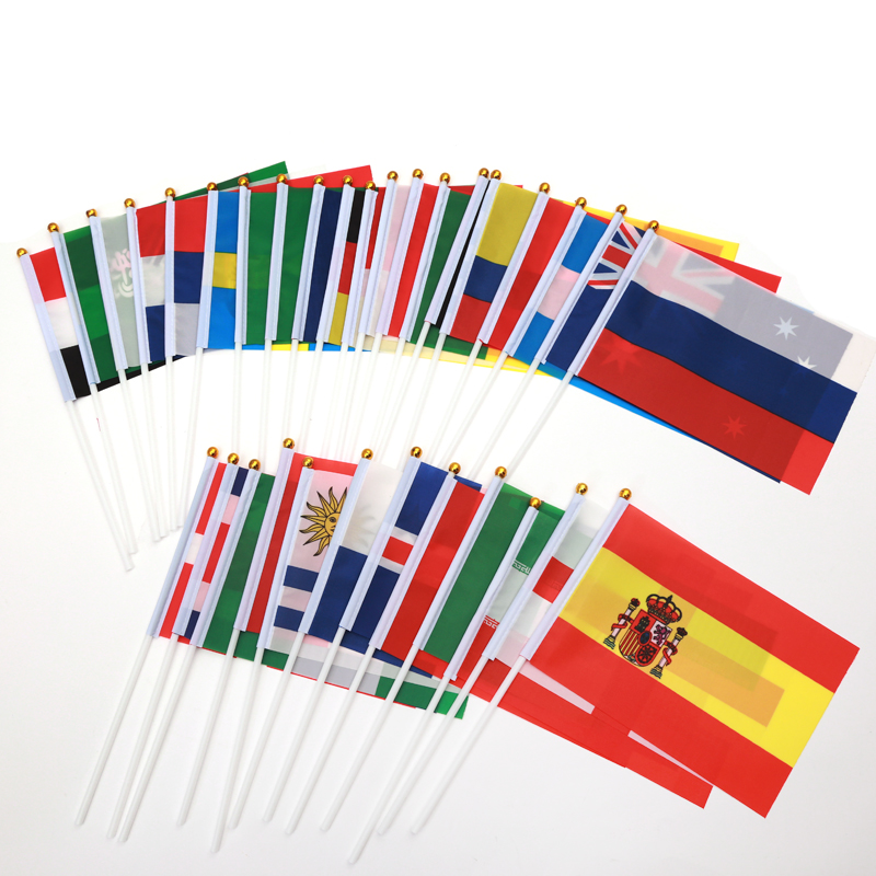 8号7号国外世界手摇旗小彩旗帜全球200国亚洲欧地区桌面手挥教学