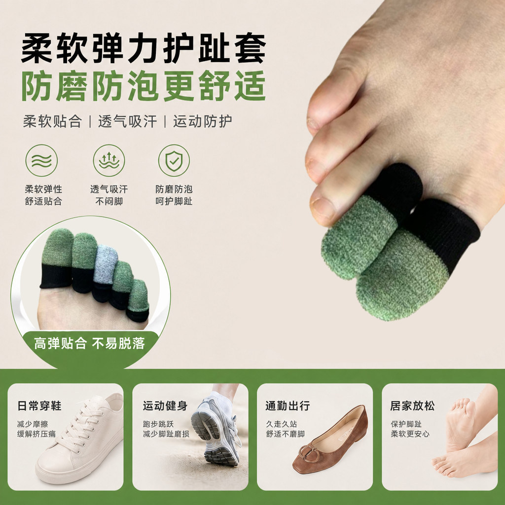 高弹透气防磨脚趾套穿鞋舒适