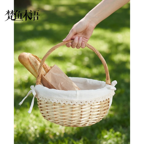 梵鱼木语藤编野餐篮收纳篮