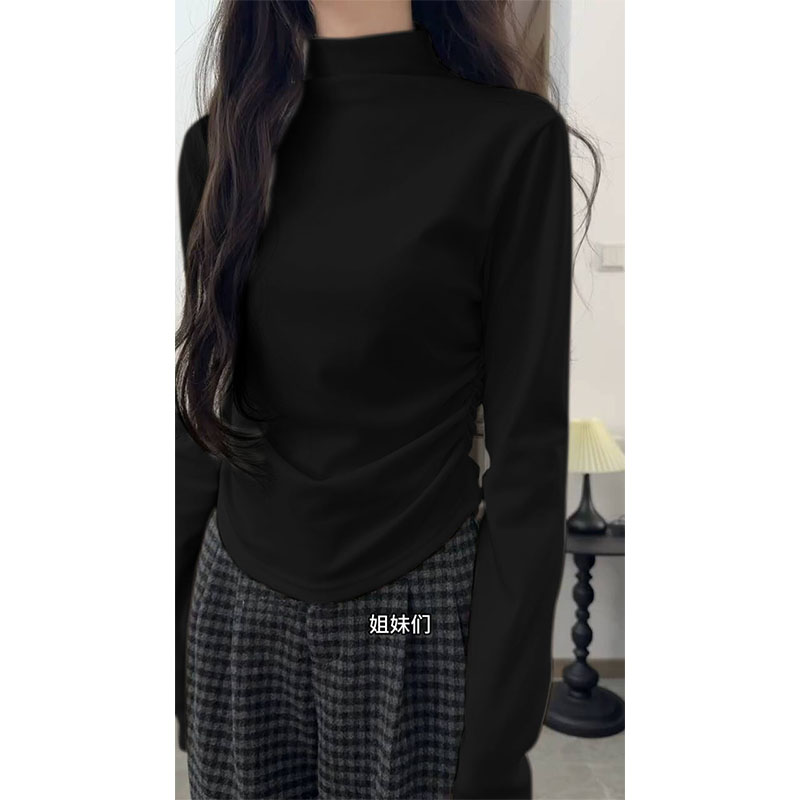 德绒加厚内搭磨毛半高领打底衫