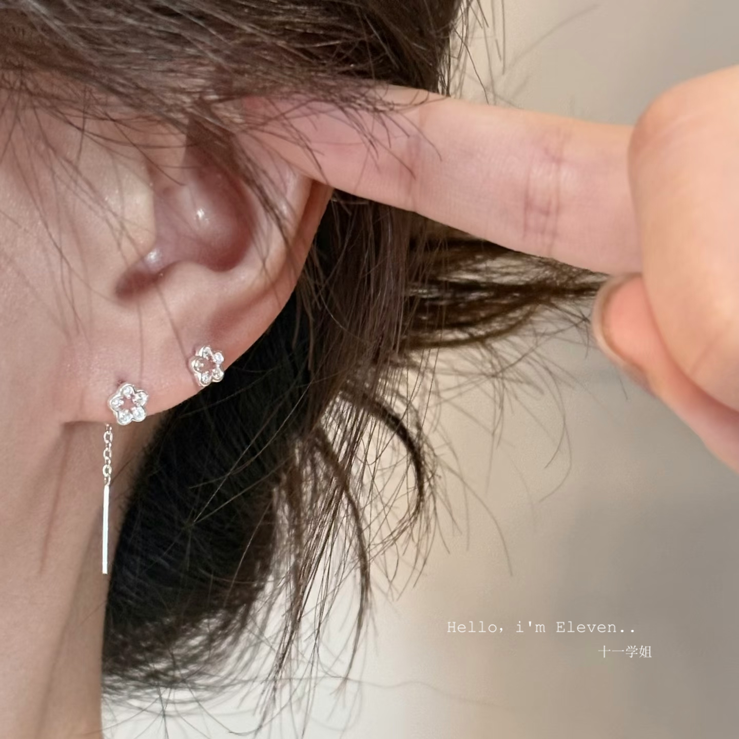 S999纯银镂空梅花耳线女高级轻奢小众设计感2025新款爆款耳钉耳饰