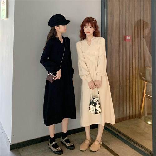 清！【80-160斤】孕妇哺乳连衣裙时尚时髦大码秋冬季毛衣裙子显瘦