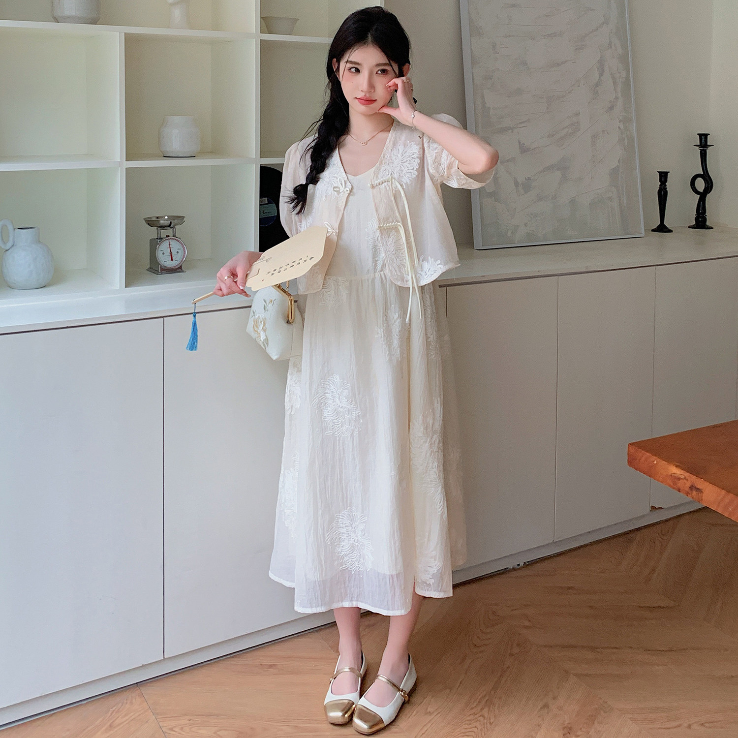 [임산부와 수유용 더블웨어] 세로개방 80 160파운드·임산부복 패셔너블한 여름 외출용 수유원피스