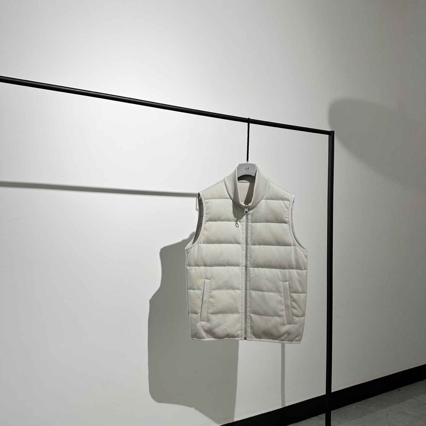 立领羊毛混纺白鹅绒外套马甲男