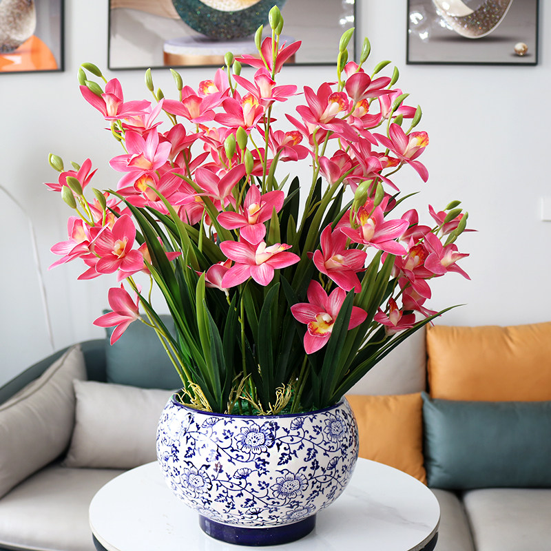 假花特大号高档3d手感大蕙兰盆景客厅装饰摆设电视柜玄关茶几摆件,家居饰品,仿真花/假花,淘宝优惠券,粉丝福利购,淘宝优惠卷