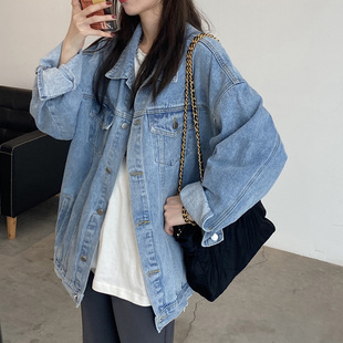 网红ins超火牛仔外套女秋冬新款韩版大码胖MM宽松慵懒风休闲夹克