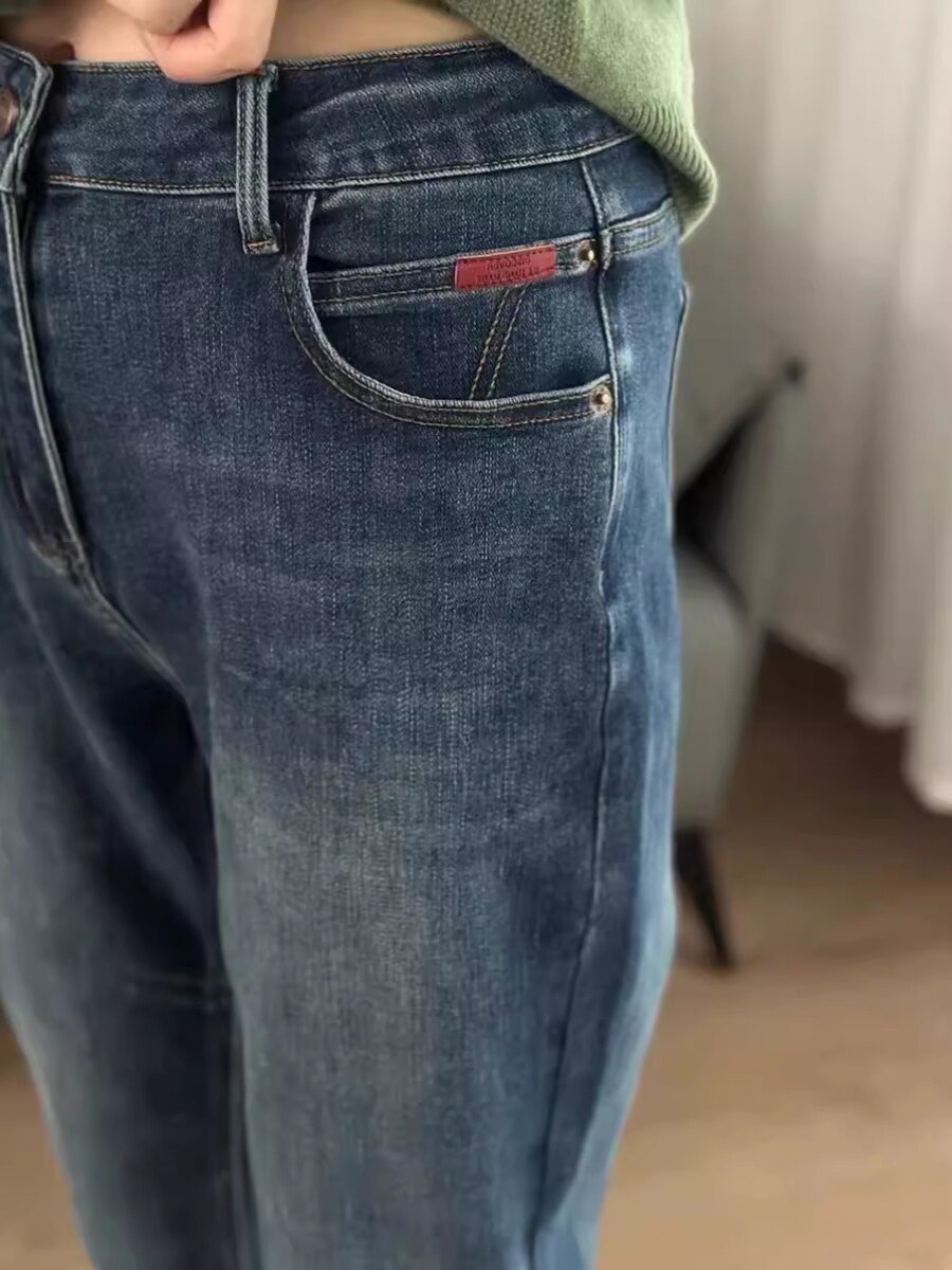 SPRING AND AUTUMN KOREAN VERSION OF HIGH-WAISTED STRETCH JEANS CROPPED PANTS WOMENS 2024 NEW VERSATILE SLIM SLIM PENCIL PANTS