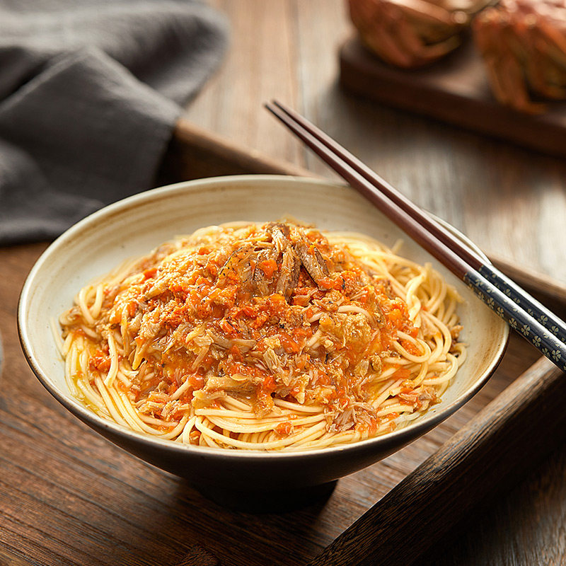 不等蟹黄面拌面大闸蟹蟹肉蟹粉面方便速食拉面美味非油炸日式拌面