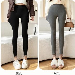 冬季外穿女羊羔绒超厚一体绒胖MM大码修身高腰加绒加厚保暖打底裤