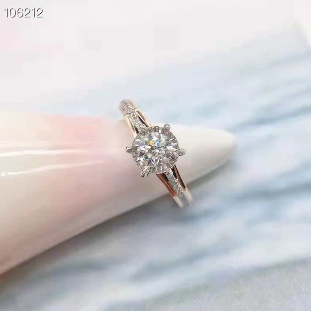 结婚钻戒 18k金钻石女戒 圈口14可改 总重4.04g 主石0.5ct 附证书