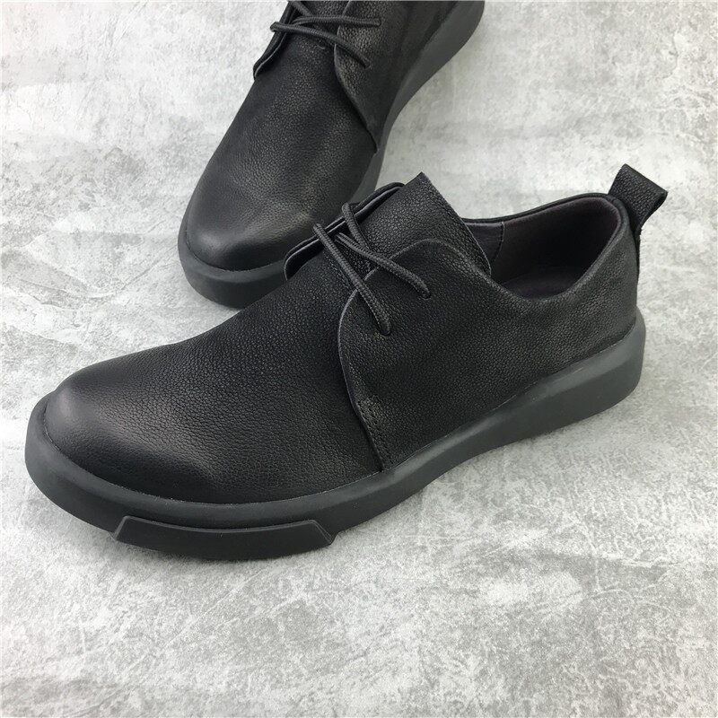 外贸男鞋低帮休闲鞋真皮头层牛皮复古做旧软皮软底磨砂牛皮男鞋潮