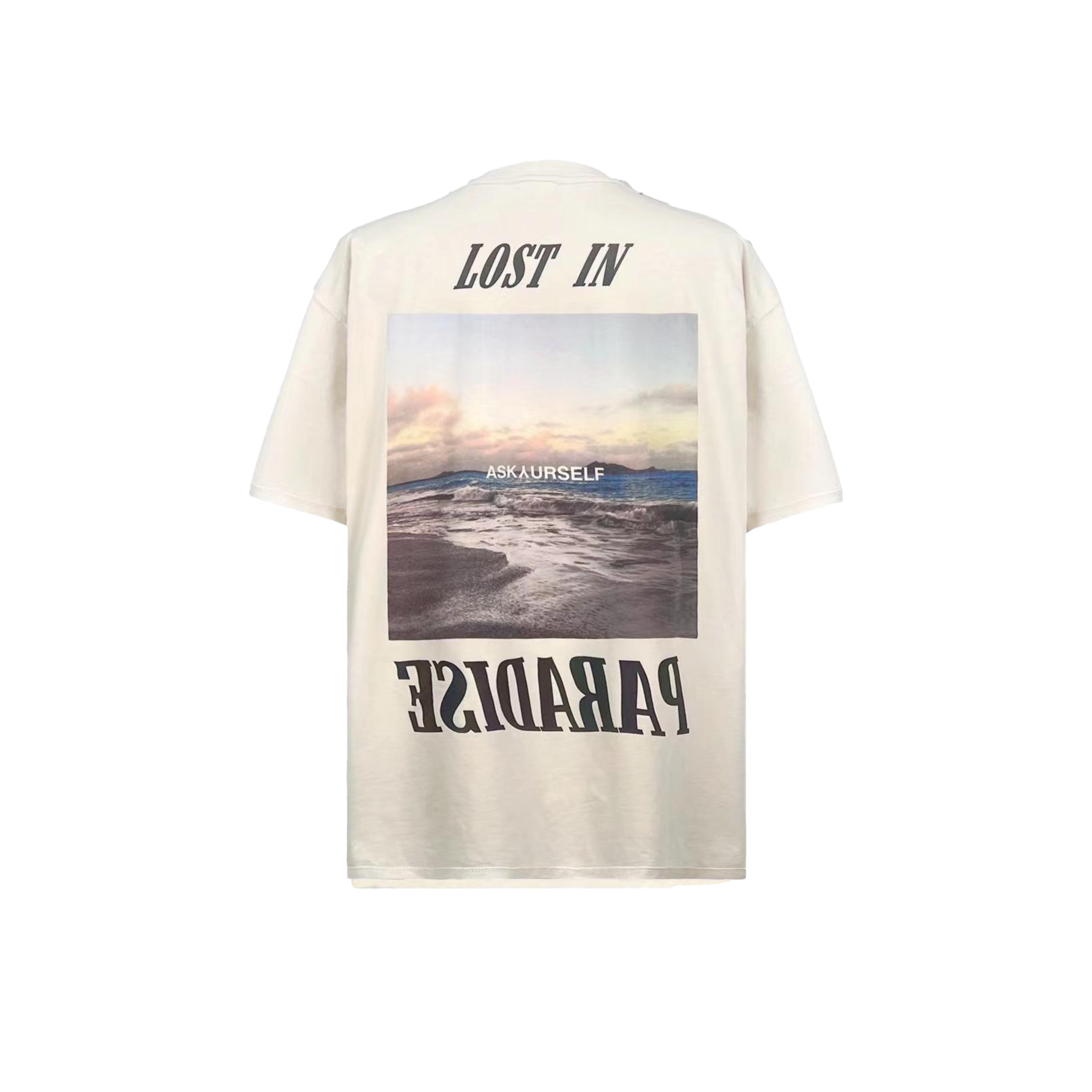 ASKYURSELF做旧白加州短袖