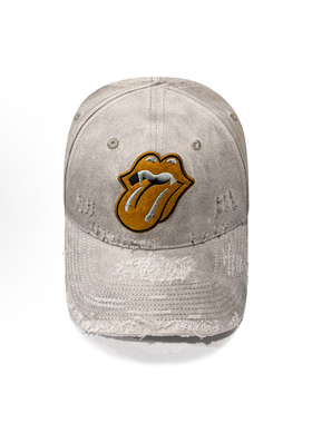 False perception 血牙刺绣logo棉 鸭舌帽 男女同款情侣款 做旧白