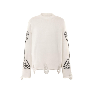 ASKYURSELF 做旧白卷轴破坏毛衣