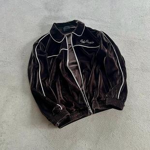 False Perception 加州条纹奢华丝绒夹克外套棕色