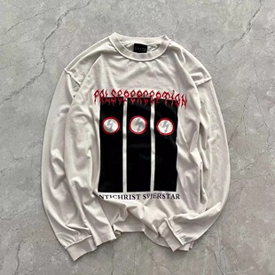 False Perception 闪电Vintage长袖卫衣做旧白