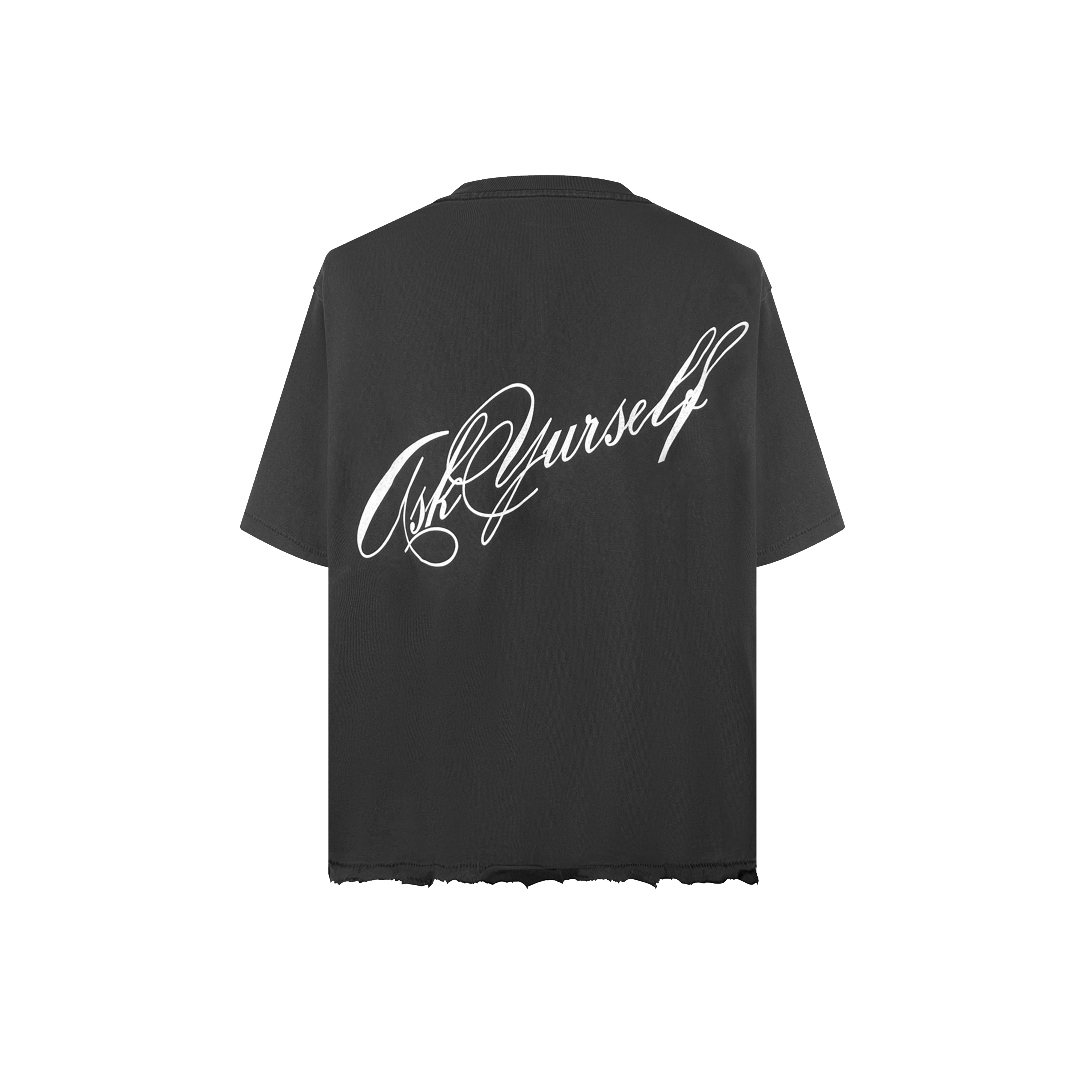 ASKYURSELF水洗黑破坏短袖
