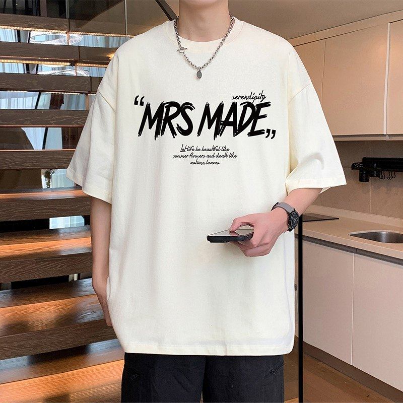 纯棉短袖T恤男女定制LOGO港风美式复古潮牌重磅潮流宽松痞帅半袖