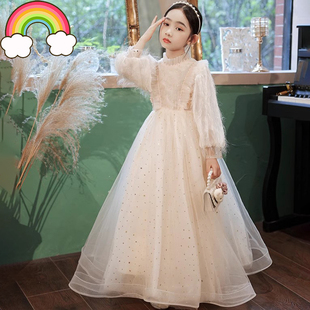 高端儿童礼服裙小众轻奢钢琴演奏女童花童生日礼服公主裙长袖秋冬