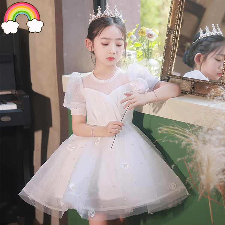 高端儿童礼服白色公主裙