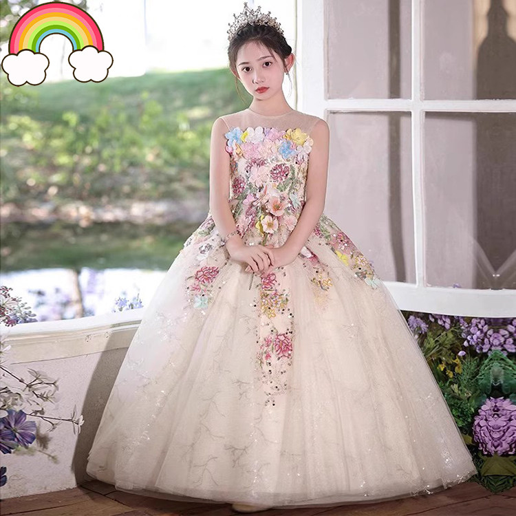 高端女童走秀礼服六一蓬蓬裙生日花童小主持人钢琴演出服公主短裙