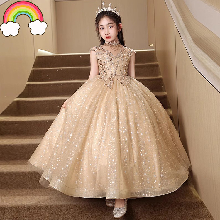 高端儿童礼服公主裙女童晚礼服女孩中大童生日演唱主持人钢琴表演