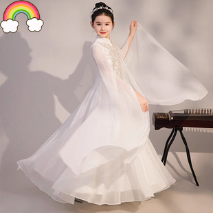 高端中国风女童古筝演出服2025新款儿童走秀礼服裙古风艺考表演服