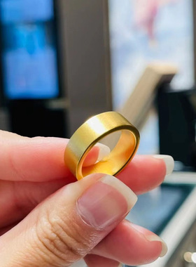 金店同款金色仿真古法宽面戒指男女款越南沙金情侣对戒结婚三金