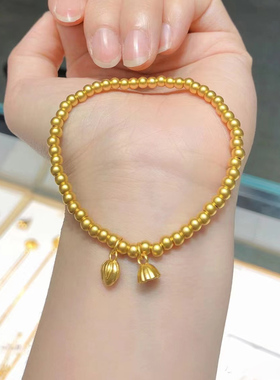 古法传承手镯沙金串珠手串实心越南珠珠手链沙金两世欢手链假三金