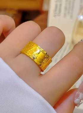 金店同款沙金招财进宝戒指男女情侣对戒仿真开口指环结婚假三金