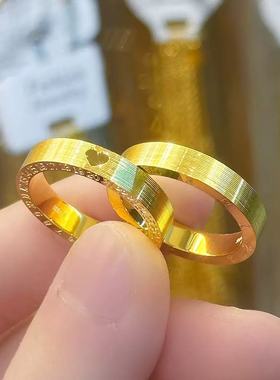 金店同款沙金520爱心戒指女款新款马赛克龙鳞猫眼男女情侣对戒