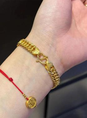 新款18K金古法黄金手链