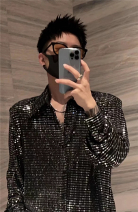 重工艺发型师网红宽松男装个性演出冰丝衬衫防晒潮时尚高级感长袖