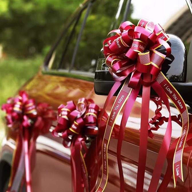 婚车车队装饰拉花全套副车布置婚礼用品汽车大号接亲彩带结婚大全