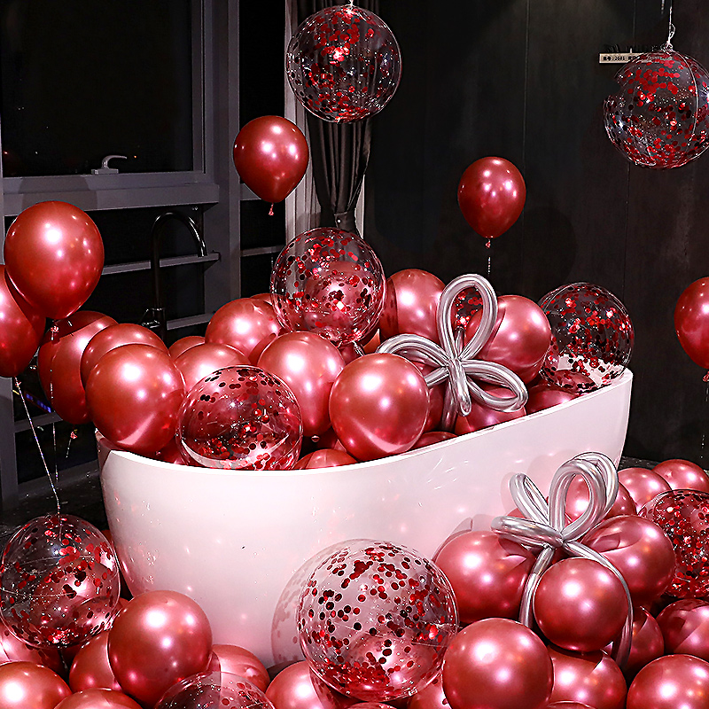 金属金气球装饰结婚婚礼银色紫色玫瑰金红色质感婚房亮片生日布置