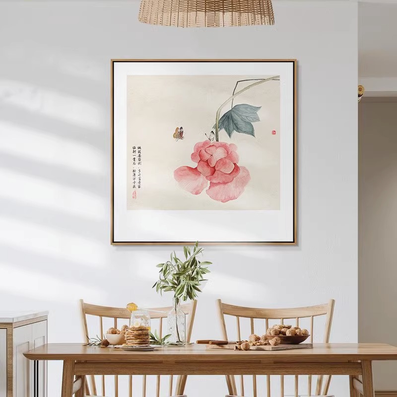 新中式餐厅饭厅装饰画禅意书房茶室墙面挂画客厅玄关背景墙面壁画图片