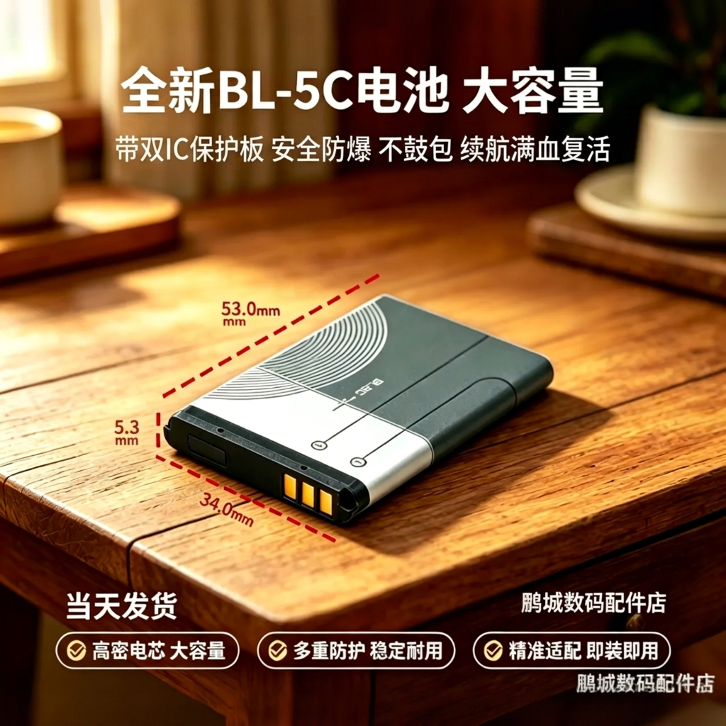 全新BL-5C锂离子电池诺基亚音箱收音机唱戏机通用充电电池大容量