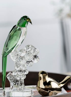 水晶玻璃装饰桌面玄关鸟摆件