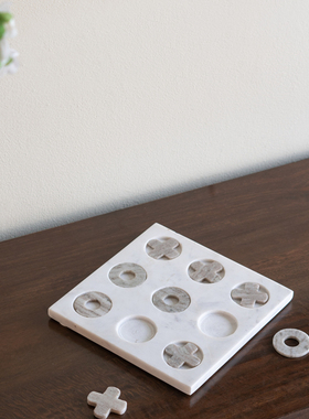 简约大理石实木棋盘桌面摆件