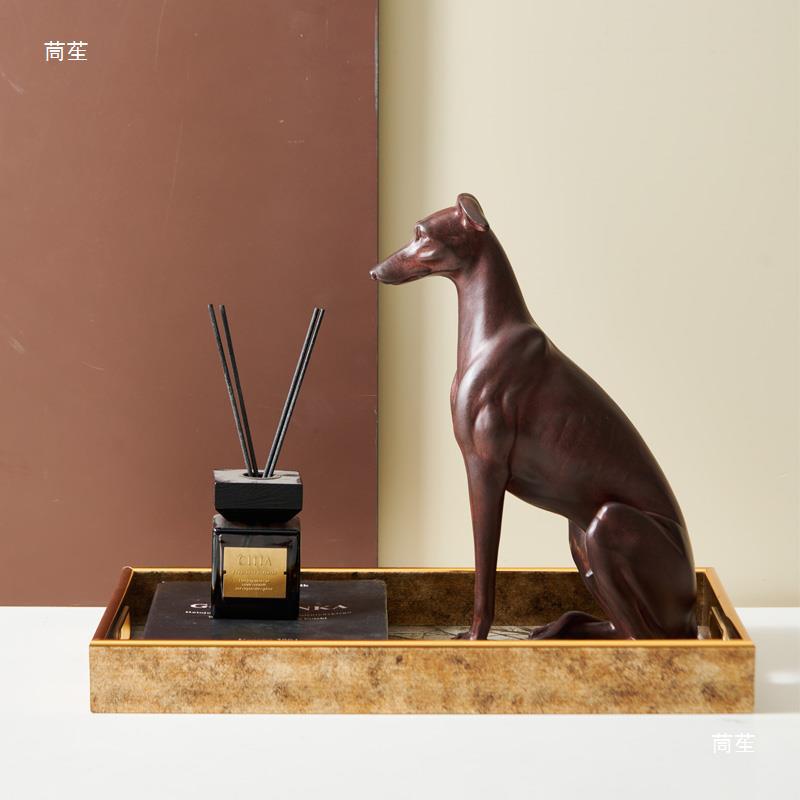 复古做旧杜宾犬造型摆件家居软装