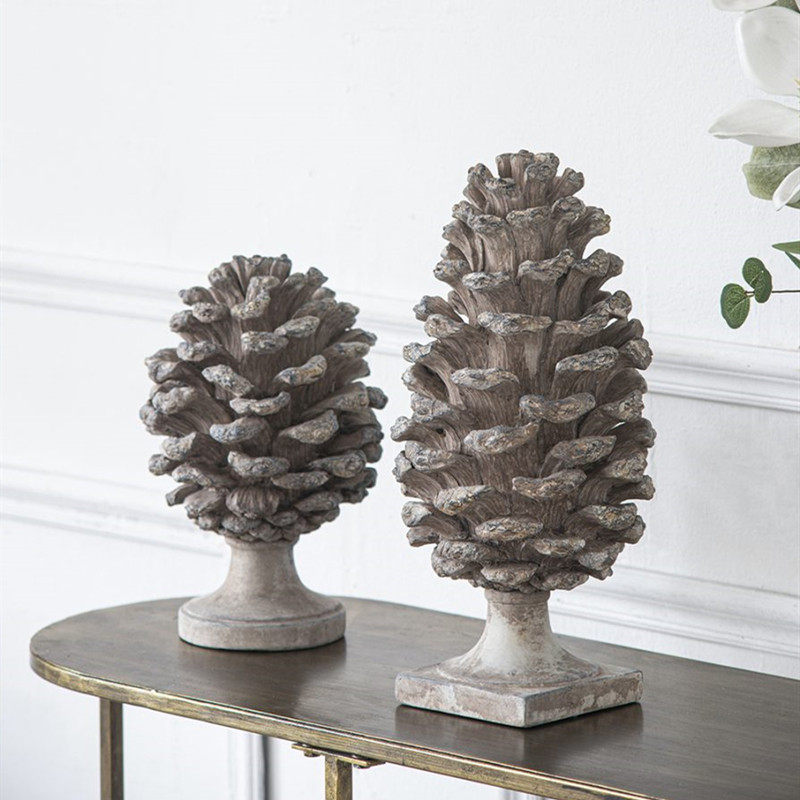 powkhome美式复古大松果桌面摆件树脂书档客厅书房玄关装饰工艺品