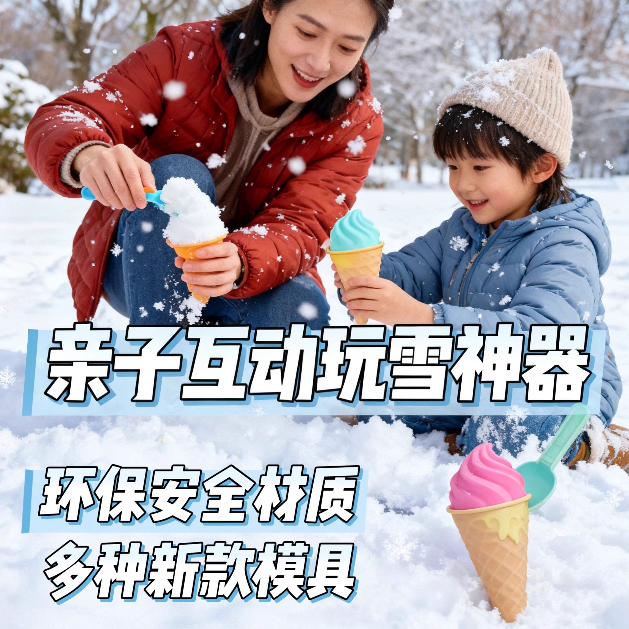 儿童冰淇淋模具雪球雪地玩具砌雪砖宝宝大号雪夹玩雪工具神器套装
