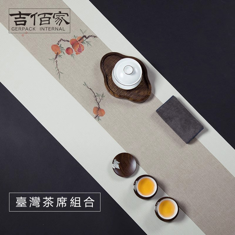 手绘台湾茶席禅意竹席泡茶桌旗布布艺防水功夫茶道棉麻茶垫小茶巾