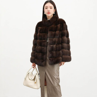 名媛轻熟风满天星立领整貂环保外套俄罗斯紫貂皮草大衣女2025新款