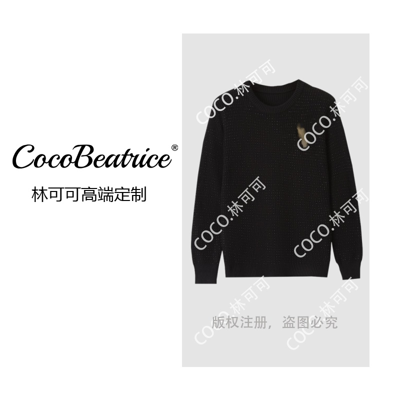 【COCO林可可】烫钻金标圆领针织毛衣msl757