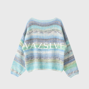 捡漏 全新奢品 幻彩纱软糯渐变彩条针织毛衣msl606 VAZSLVE