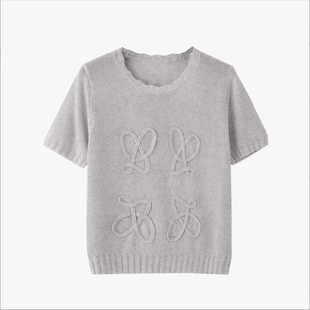 【专柜买手珠珠】夏季新款衬衫休闲灰色女装圆领短袖女msl2915